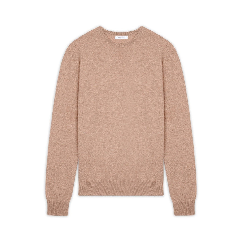 Pull Col Rond Blake Camel, Jersey, 100% Cachemire, 2 Fils - Homme - Perfect Cashmere - The Bradery