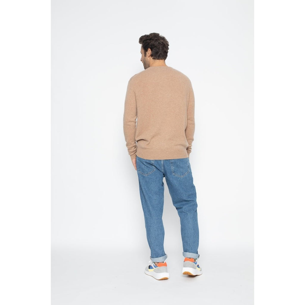 Pull Col Rond Blake Camel, Jersey, 100% Cachemire, 2 Fils - Homme - Perfect Cashmere - The Bradery
