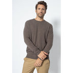 Pull Col Rond Blake Taupe, Jersey, 100% Cachemire, 2 Fils - Homme - Perfect Cashmere - The Bradery