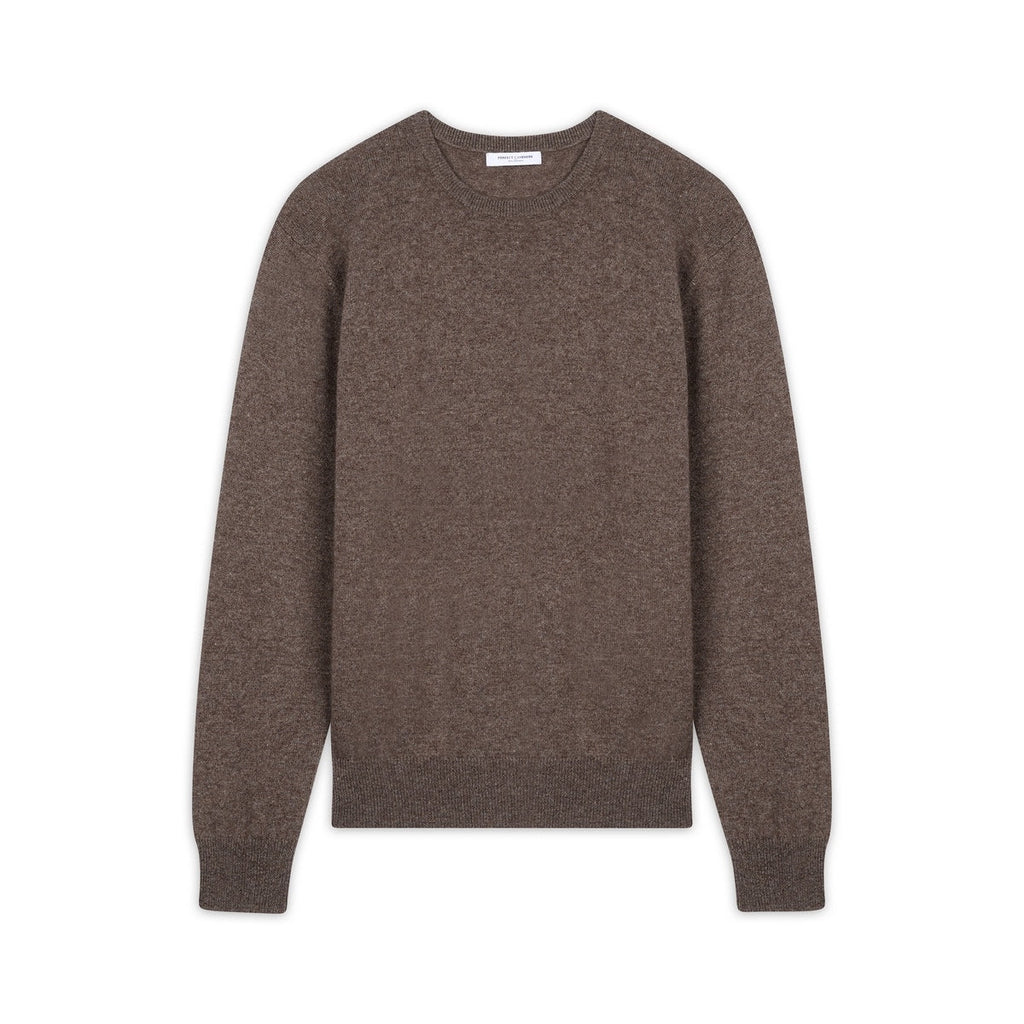 Pull Col Rond Blake Taupe, Jersey, 100% Cachemire, 2 Fils - Homme - Perfect Cashmere - The Bradery