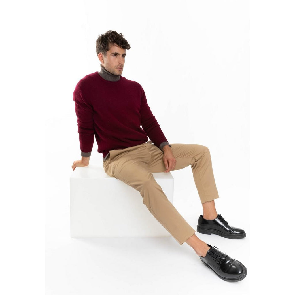 Pull Col Rond Eden Bourgogne, Jersey, 320 Gr, 100% Cachemire, 4 Fils - Homme - Perfect Cashmere - The Bradery