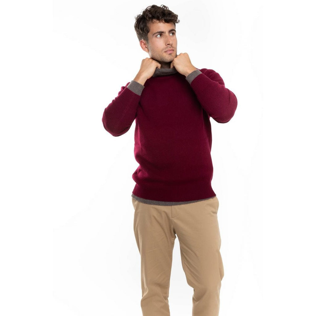 Pull Col Rond Eden Bourgogne, Jersey, 320 Gr, 100% Cachemire, 4 Fils - Homme - Perfect Cashmere - The Bradery