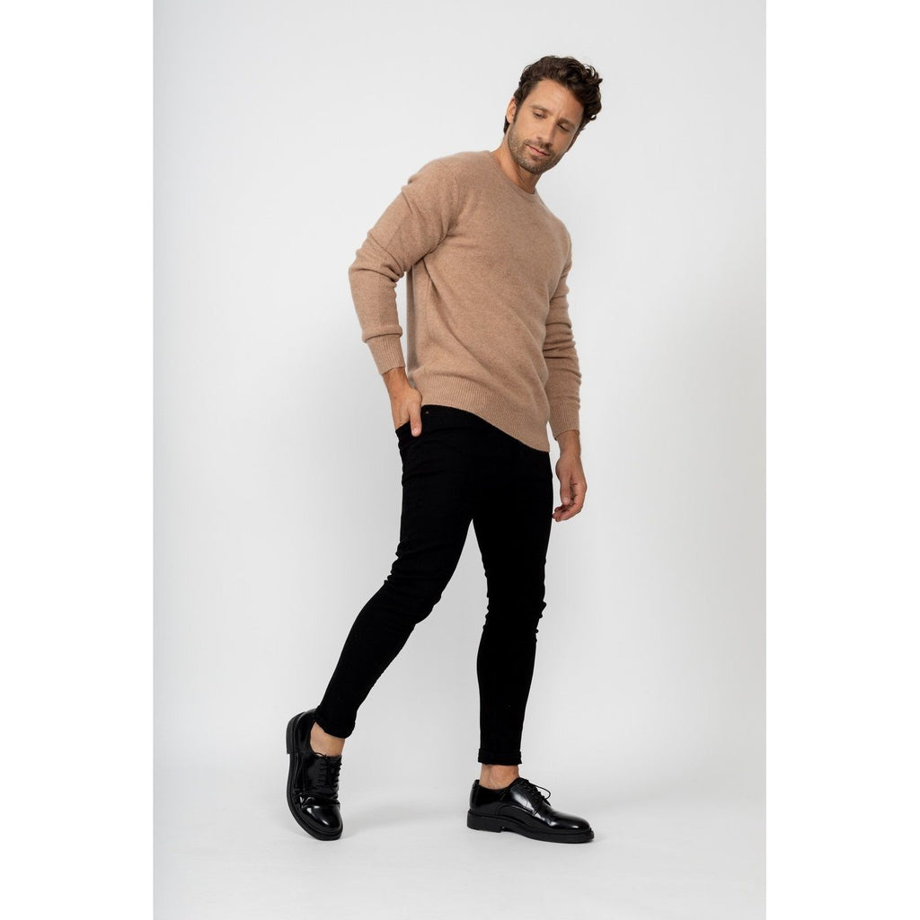 Pull Col Rond Eden Camel, 100% Cachemire, 4 Fils, Jersey, 320Gr - Homme - Perfect Cashmere - The Bradery