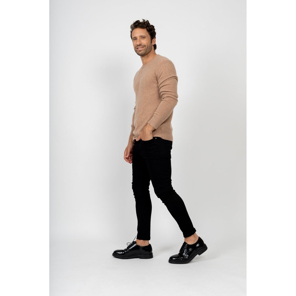 Pull Col Rond Eden Camel, 100% Cachemire, 4 Fils, Jersey, 320Gr - Homme - Perfect Cashmere - The Bradery