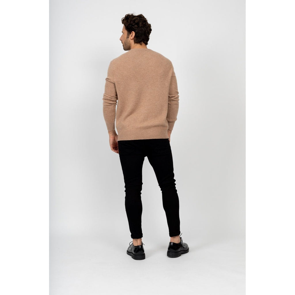 Pull Col Rond Eden Camel, 100% Cachemire, 4 Fils, Jersey, 320Gr - Homme - Perfect Cashmere - The Bradery