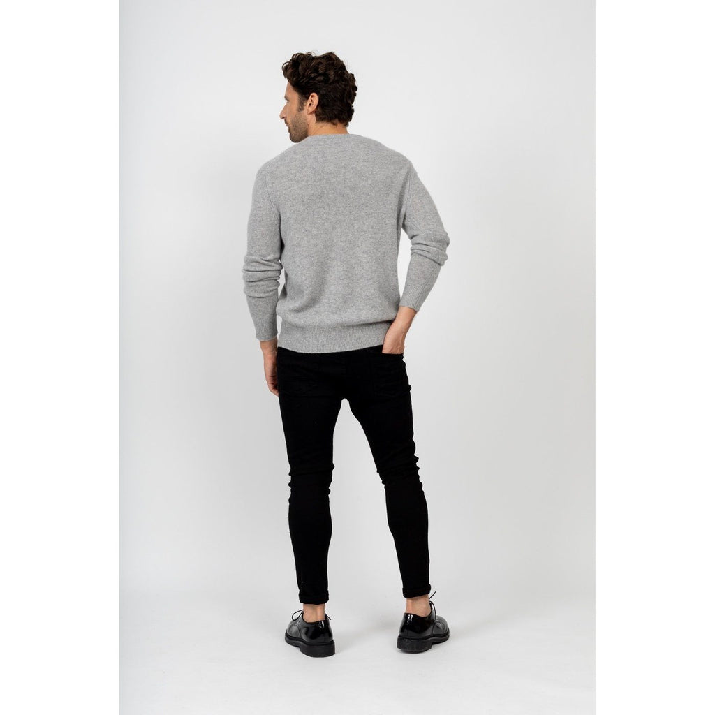 Pull Col Rond Eden Gris Chine, 100% Cachemire, 4 Fils, Jersey, 320Gr - Homme - Perfect Cashmere - The Bradery
