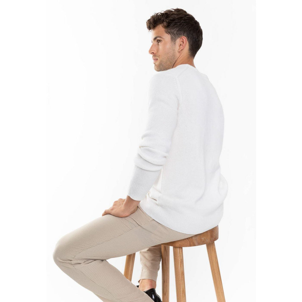 Pull Col Rond Eden Ivoire, 100% Cachemire, 4 Fils, Jersey, 320Gr - Homme - Perfect Cashmere - The Bradery