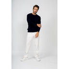 Pull Col Rond Eden Marine, 100% Cachemire, 4 Fils, Jersey, 320Gr - Homme - Perfect Cashmere - The Bradery