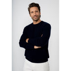 Pull Col Rond Eden Marine, 100% Cachemire, 4 Fils, Jersey, 320Gr - Homme - Perfect Cashmere - The Bradery