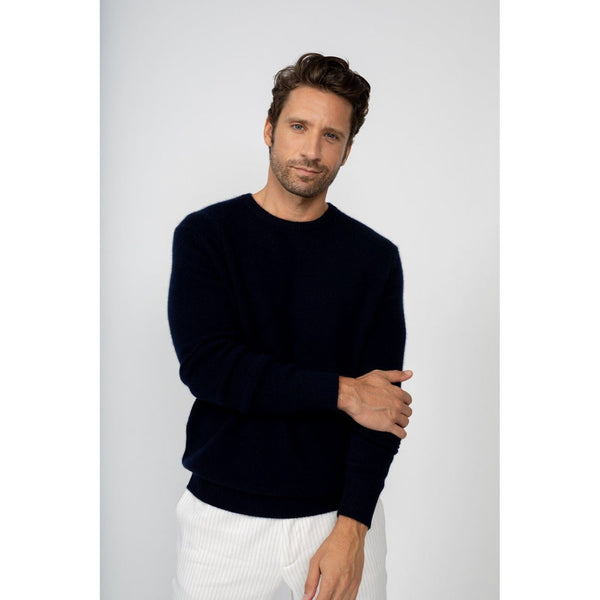 Pull Col Rond Eden Marine, 100% Cachemire, 4 Fils, Jersey, 320Gr - Homme - Perfect Cashmere - The Bradery
