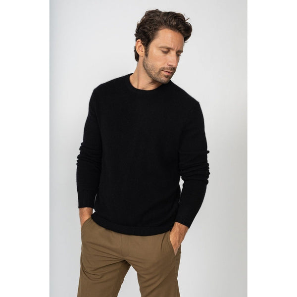 Pull Col Rond Eden Noir, 100% Cachemire, 4 Fils, Jersey, 320Gr - Homme - Perfect Cashmere - The Bradery