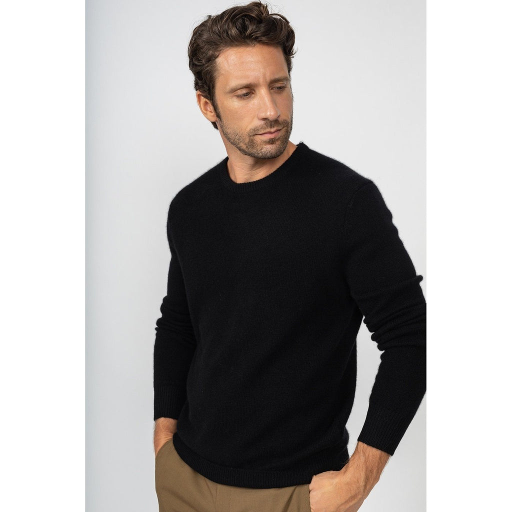 Pull Col Rond Eden Noir, 100% Cachemire, 4 Fils, Jersey, 320Gr - Homme - Perfect Cashmere - The Bradery