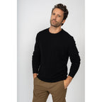Pull Col Rond Eden Noir, 100% Cachemire, 4 Fils, Jersey, 320Gr - Homme - Perfect Cashmere - The Bradery