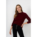 Pull Col Rond Kylie Burgundy, 100% Cachemire, 2 Fils, Côtes Traditionelles - Femme - Perfect Cashmere - The Bradery