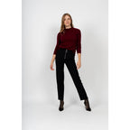 Pull Col Rond Kylie Burgundy, 100% Cachemire, 2 Fils, Côtes Traditionelles - Femme - Perfect Cashmere - The Bradery