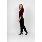 Pull Col Rond Kylie Burgundy, 100% Cachemire, 2 Fils, Côtes Traditionelles - Femme - Perfect Cashmere - The Bradery