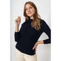 Pull Col Rond Kylie Marine, 100% Cachemire, 2 Fils, Côtes Traditionelles - Femme - Perfect Cashmere - The Bradery