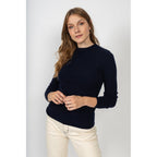 Pull Col Rond Kylie Marine, 100% Cachemire, 2 Fils, Côtes Traditionelles - Femme - Perfect Cashmere - The Bradery
