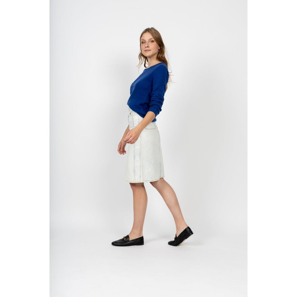 Pull Col Rond Marya Bleu Pétrol, Jersey, 100% Cachemire, 4 Fils - Femme - Perfect Cashmere - The Bradery