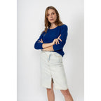 Pull Col Rond Marya Bleu Pétrol, Jersey, 100% Cachemire, 4 Fils - Femme - Perfect Cashmere - The Bradery