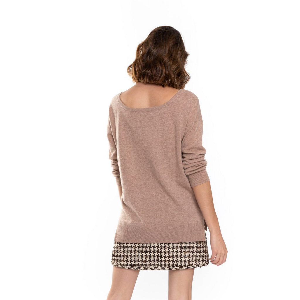 Pull Col Rond Oversize Sasha Camel, 100% Cachemire, 2 Fils, Jersey - Femme - Perfect Cashmere - The Bradery
