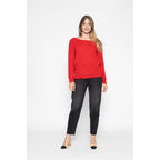 Pull Col Rond Oversize Sasha Rouge, 100% Cachemire, 2 Fils, Jersey - Femme - Perfect Cashmere - The Bradery