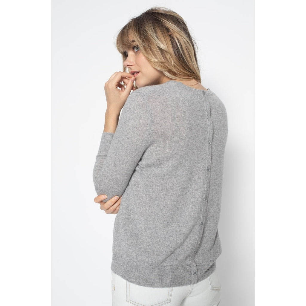 Pull Col Rond Vanessa Gris Chine, Jersey, 100% Cachemire, 2 Fils - Femme - Perfect Cashmere - The Bradery