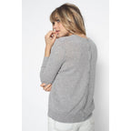 Pull Col Rond Vanessa Gris Chine, Jersey, 100% Cachemire, 2 Fils - Femme - Perfect Cashmere - The Bradery