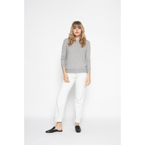 Pull Col Rond Vanessa Gris Chine, Jersey, 100% Cachemire, 2 Fils - Femme - Perfect Cashmere - The Bradery