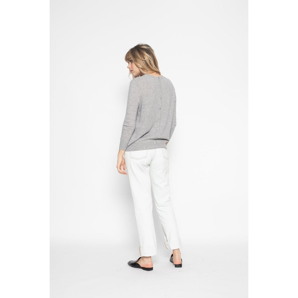 Pull Col Rond Vanessa Gris Chine, Jersey, 100% Cachemire, 2 Fils - Femme - Perfect Cashmere - The Bradery