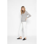 Pull Col Rond Vanessa Gris Chine, Jersey, 100% Cachemire, 2 Fils - Femme - Perfect Cashmere - The Bradery