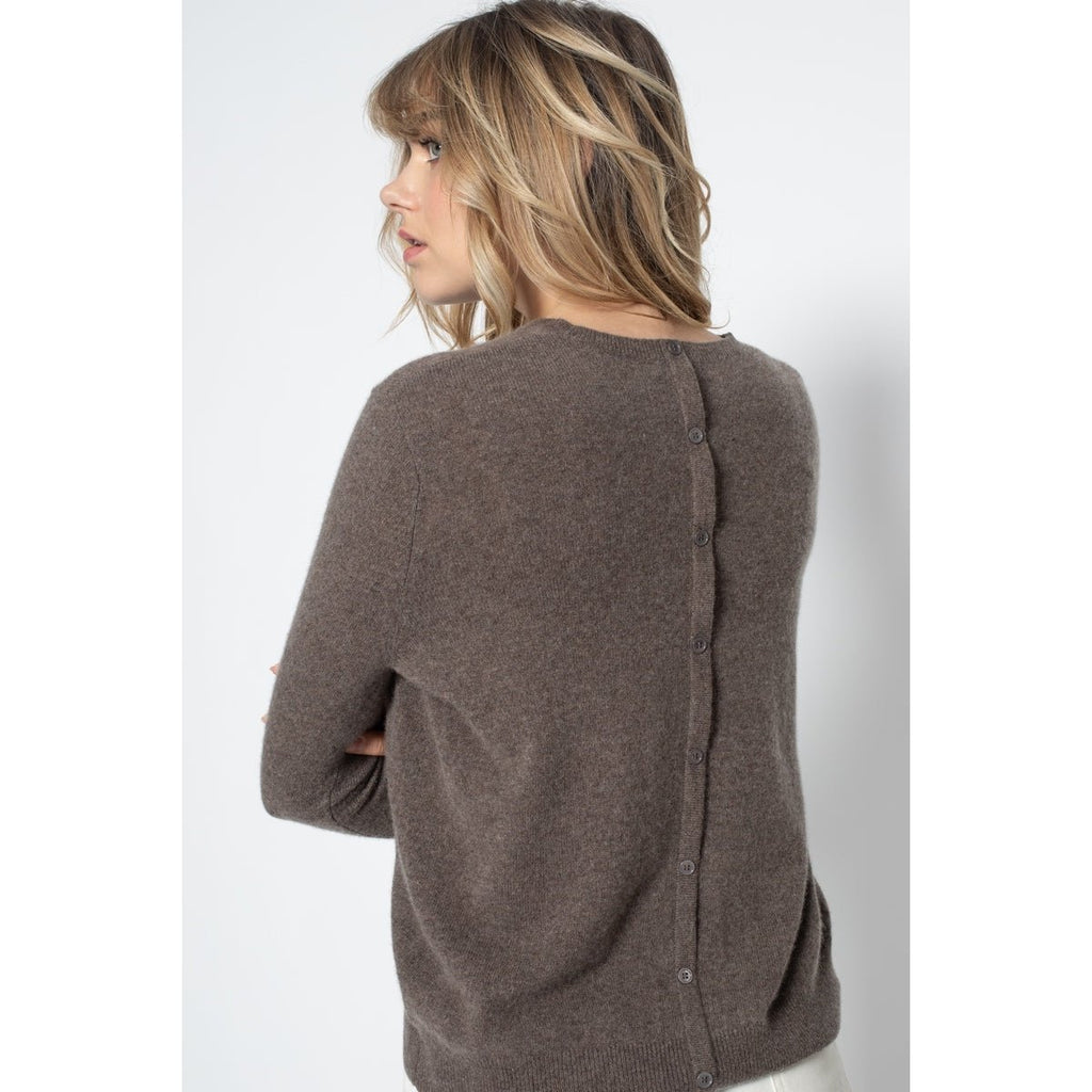 Pull Col Rond Vanessa Taupe, Jersey, 100% Cachemire, 2 Fils - Femme - Perfect Cashmere - The Bradery
