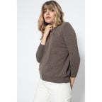 Pull Col Rond Vanessa Taupe, Jersey, 100% Cachemire, 2 Fils - Femme - Perfect Cashmere - The Bradery