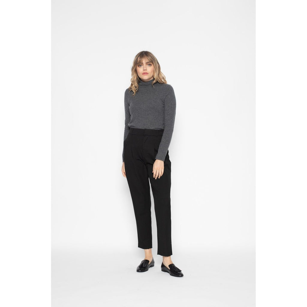 Pull Col Roulé Ashley Gris Sombre, 100% Cachemire, 2 Fils, Jersey - Femme - Perfect Cashmere - The Bradery