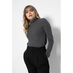Pull Col Roulé Ashley Gris Sombre, 100% Cachemire, 2 Fils, Jersey - Femme - Perfect Cashmere - The Bradery