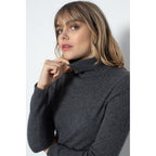 Pull Col Roulé Ashley Gris Sombre, 100% Cachemire, 2 Fils, Jersey - Femme - Perfect Cashmere - The Bradery