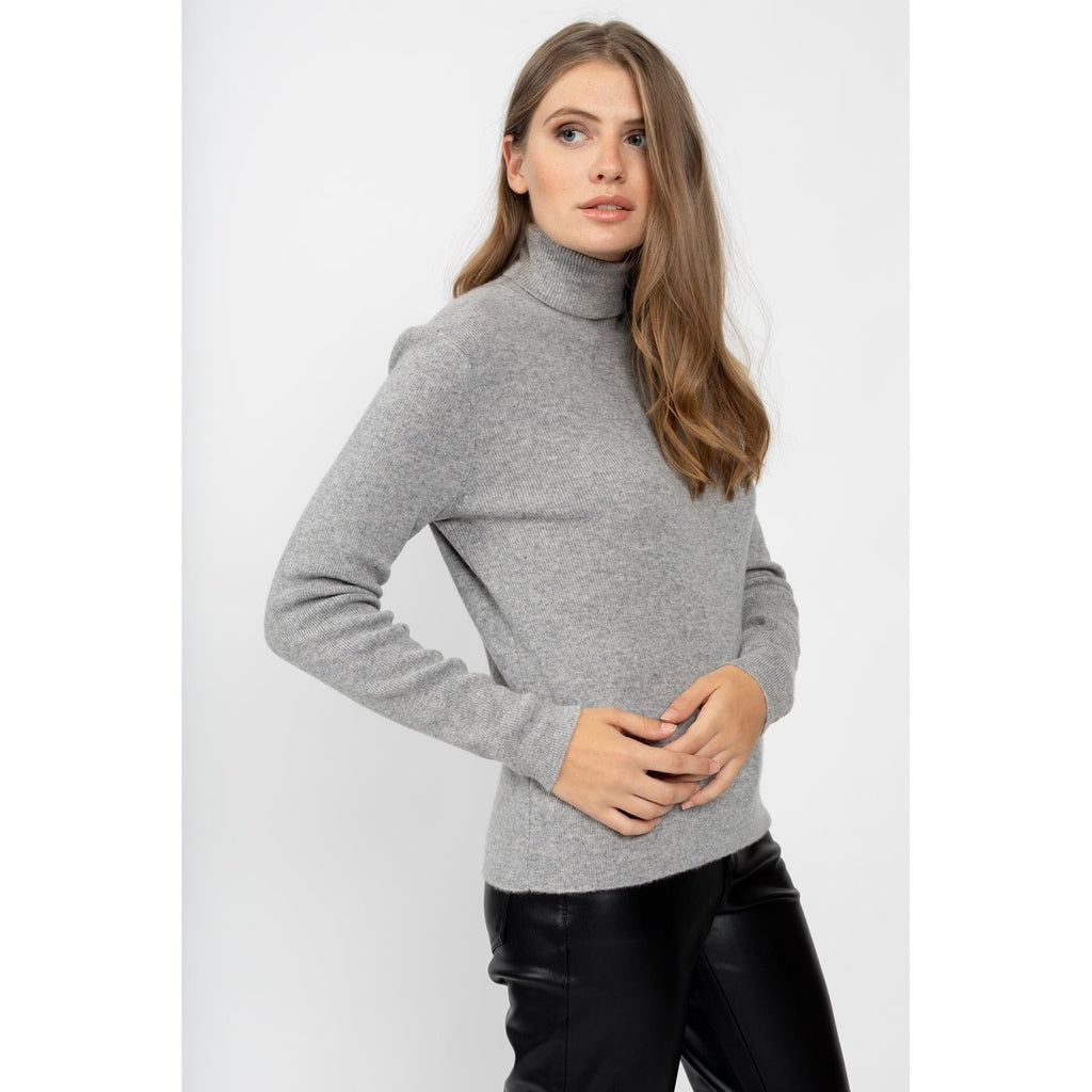 Pull Col Roulé Elly Gris Chine, 100% Cachemire, 2 Fils, Côtes Traditionelles - Femme - Perfect Cashmere - Perfect Cashmere* - The Bradery