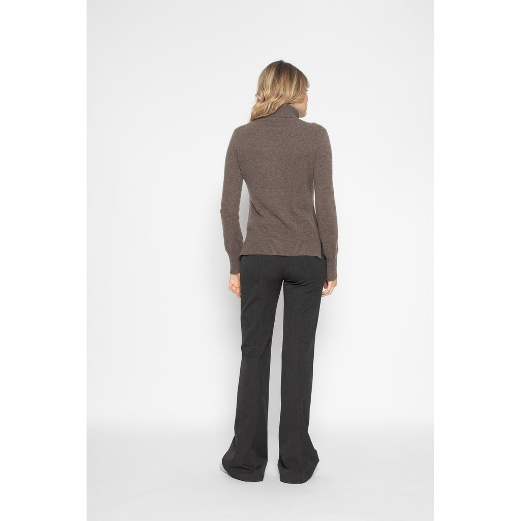 Pull Col Roulé Loose Tracy Taupe, 100% Cachemire, 2 Fils, Jersey - Femme - Perfect Cashmere - The Bradery