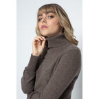 Pull Col Roulé Loose Tracy Taupe, 100% Cachemire, 2 Fils, Jersey - Femme - Perfect Cashmere - The Bradery