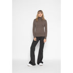 Pull Col Roulé Loose Tracy Taupe, 100% Cachemire, 2 Fils, Jersey - Femme - Perfect Cashmere - The Bradery