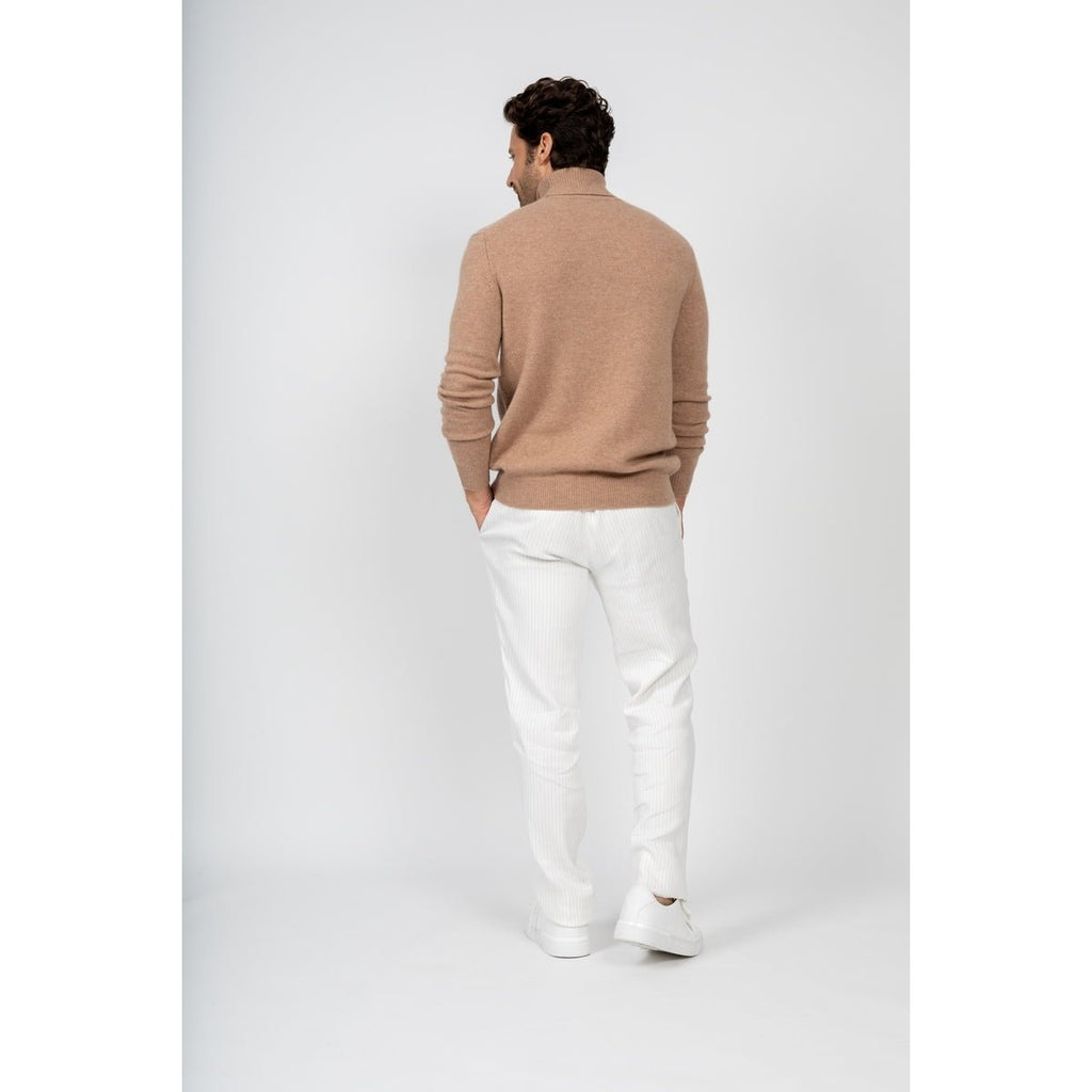 Pull Col Roulé Marius Camel, Jersey, 345 Gr, 100% Cachemire, 4 Fils - Homme - Perfect Cashmere - The Bradery