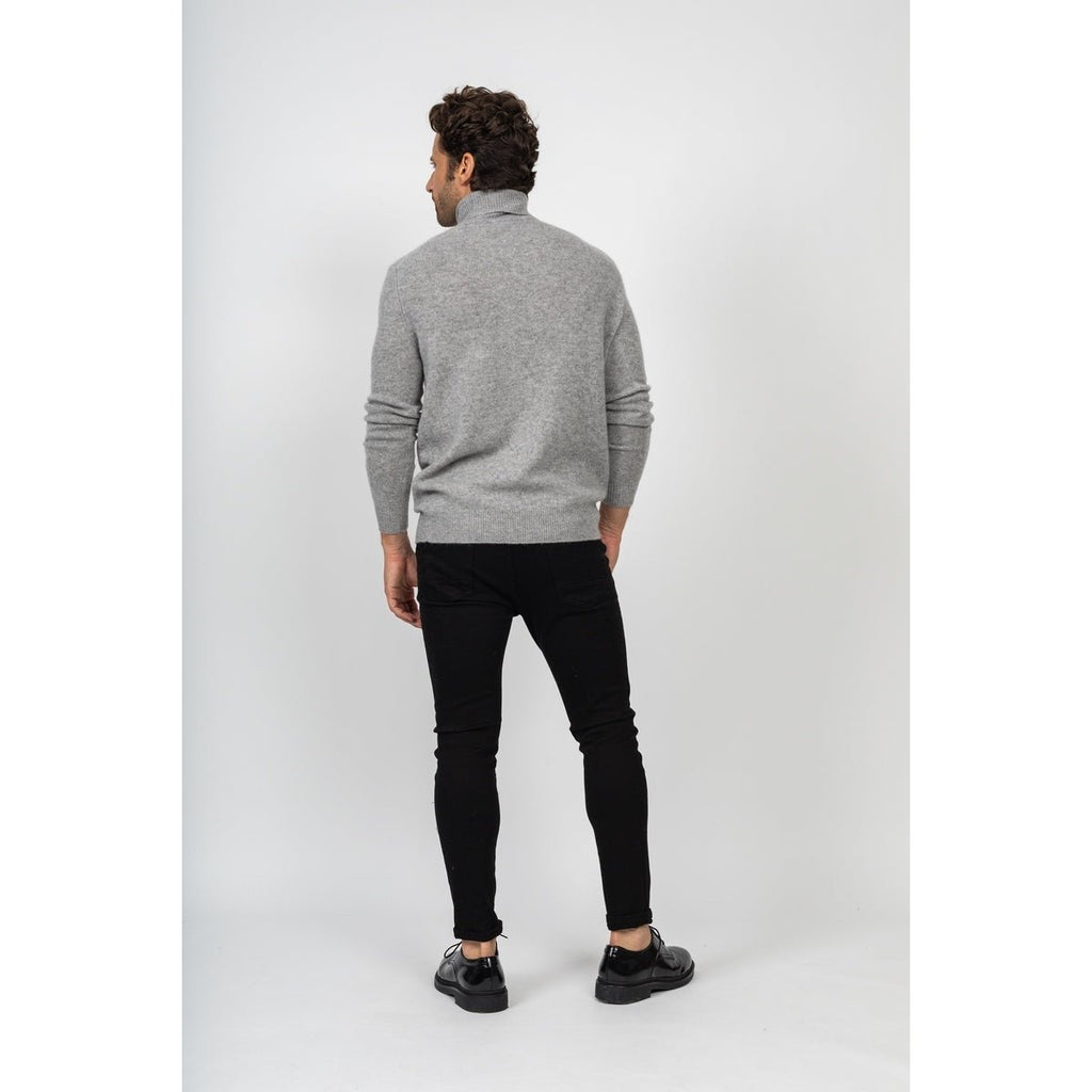 Pull Col Roulé Marius Gris Chine, Jersey, 345 Gr, 100% Cachemire, 4 Fils - Homme - Perfect Cashmere - The Bradery
