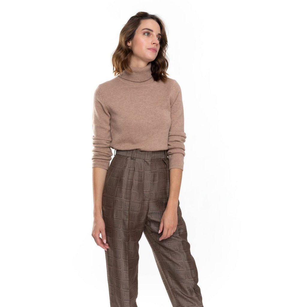 Pull Col Roulé Willow Camel, 100% Cachemire, 4 Fils, Jersey, 271Gr - Femme - Perfect Cashmere - The Bradery
