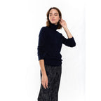 Pull Col Roulé Willow Marine, Jersey, 271 Gr, 100% Cachemire, 4 Fils - Femme - Perfect Cashmere - The Bradery