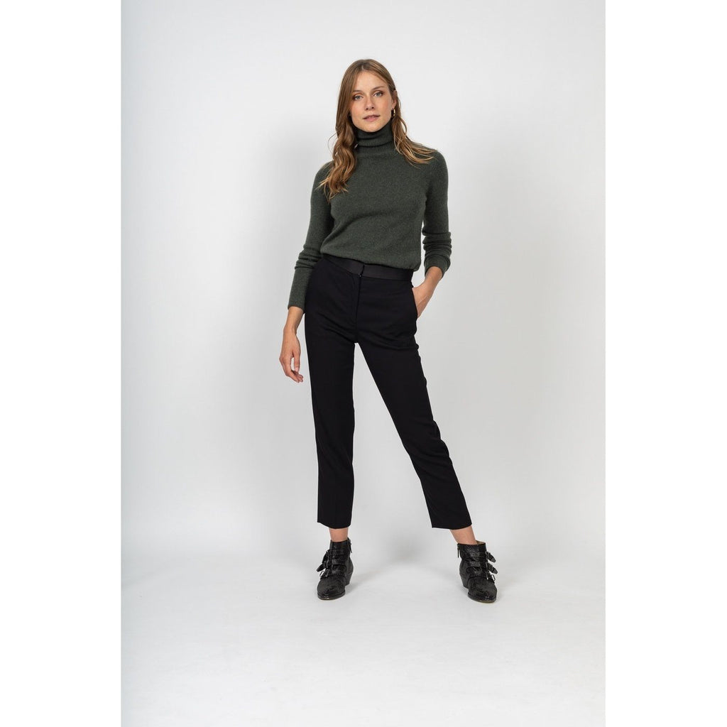 Pull Col Roulé Willow Vert Sombre, 100% Cachemire, 4 Fils, Jersey, 271Gr - Femme - Perfect Cashmere - The Bradery