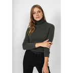 Pull Col Roulé Willow Vert Sombre, 100% Cachemire, 4 Fils, Jersey, 271Gr - Femme - Perfect Cashmere - The Bradery