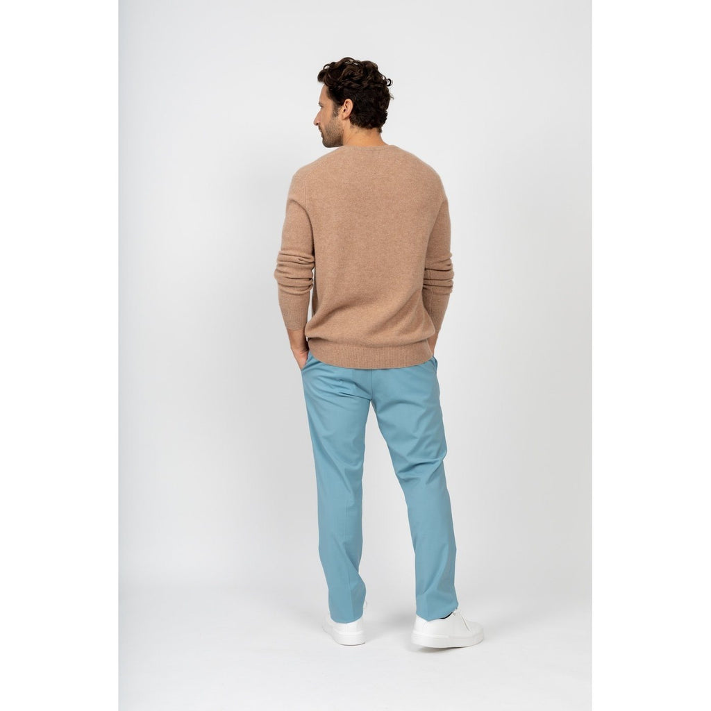Pull Col V Enzo Camel, 100% Cachemire, 4 Fils, Jersey, 332Gr - Homme - Perfect Cashmere - The Bradery
