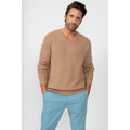 Pull Col V Enzo Camel, 100% Cachemire, 4 Fils, Jersey, 332Gr - Homme - Perfect Cashmere - The Bradery