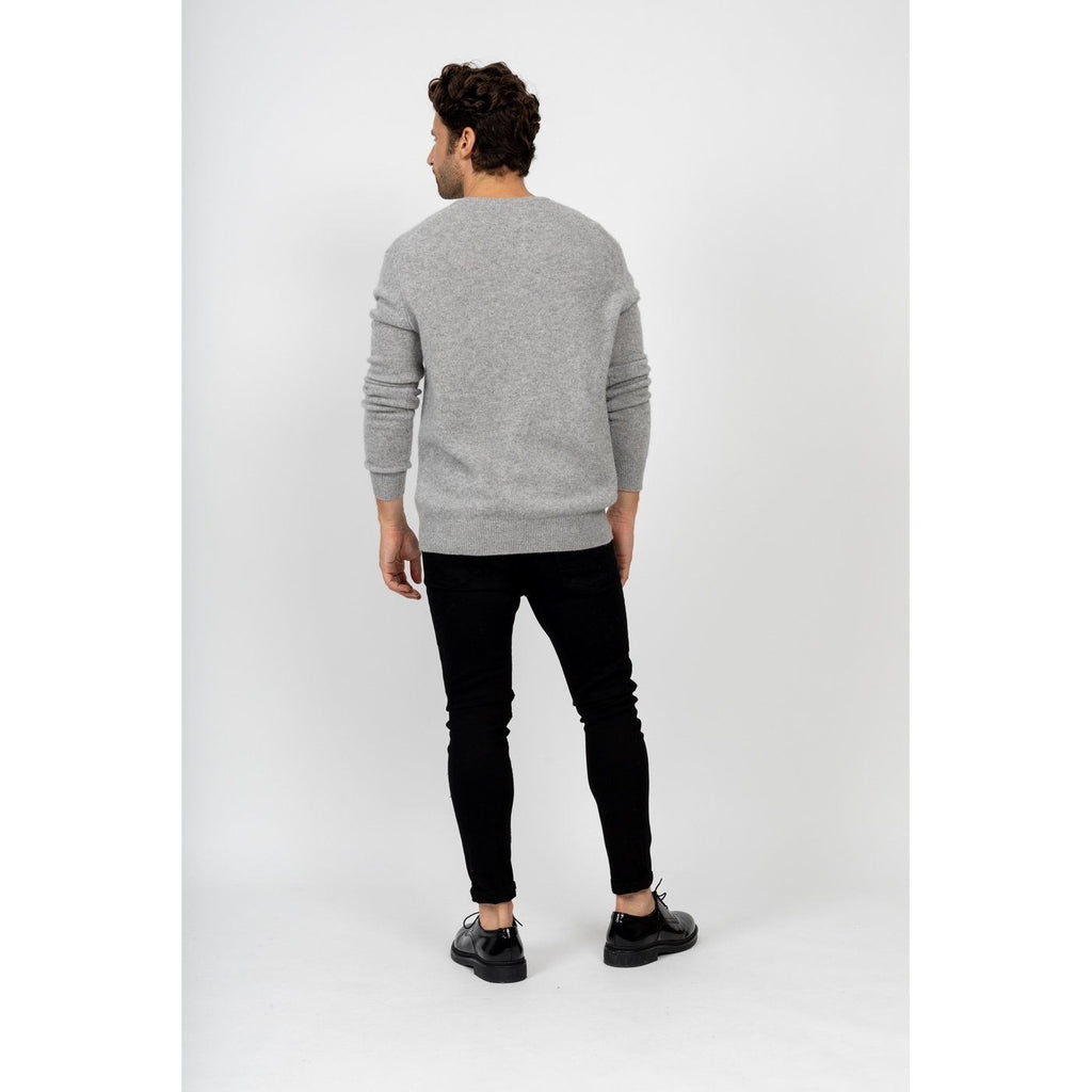 Pull Col V Enzo Gris Chine, 100% Cachemire, 4 Fils, Jersey, 332Gr - Homme - Perfect Cashmere - The Bradery