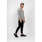 Pull Col V Enzo Gris Chine, 100% Cachemire, 4 Fils, Jersey, 332Gr - Homme - Perfect Cashmere - The Bradery